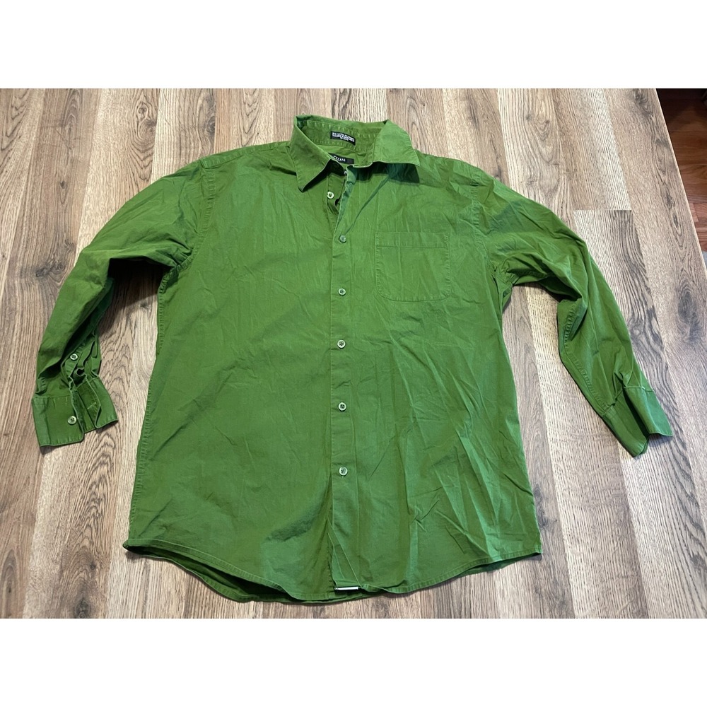 Cezani Shirt, Men's Size Large, 16-16.5 32/33, Green, Button Up, Modern Fit